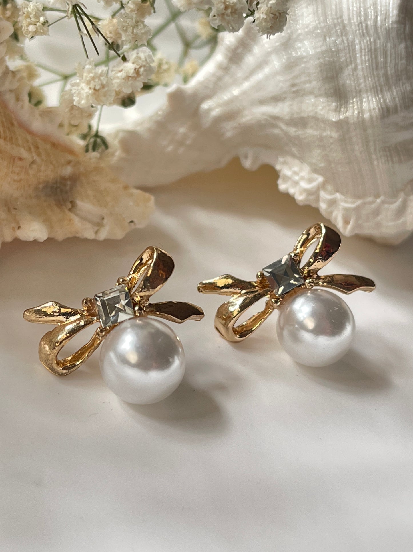 Pearl Bow Earrings