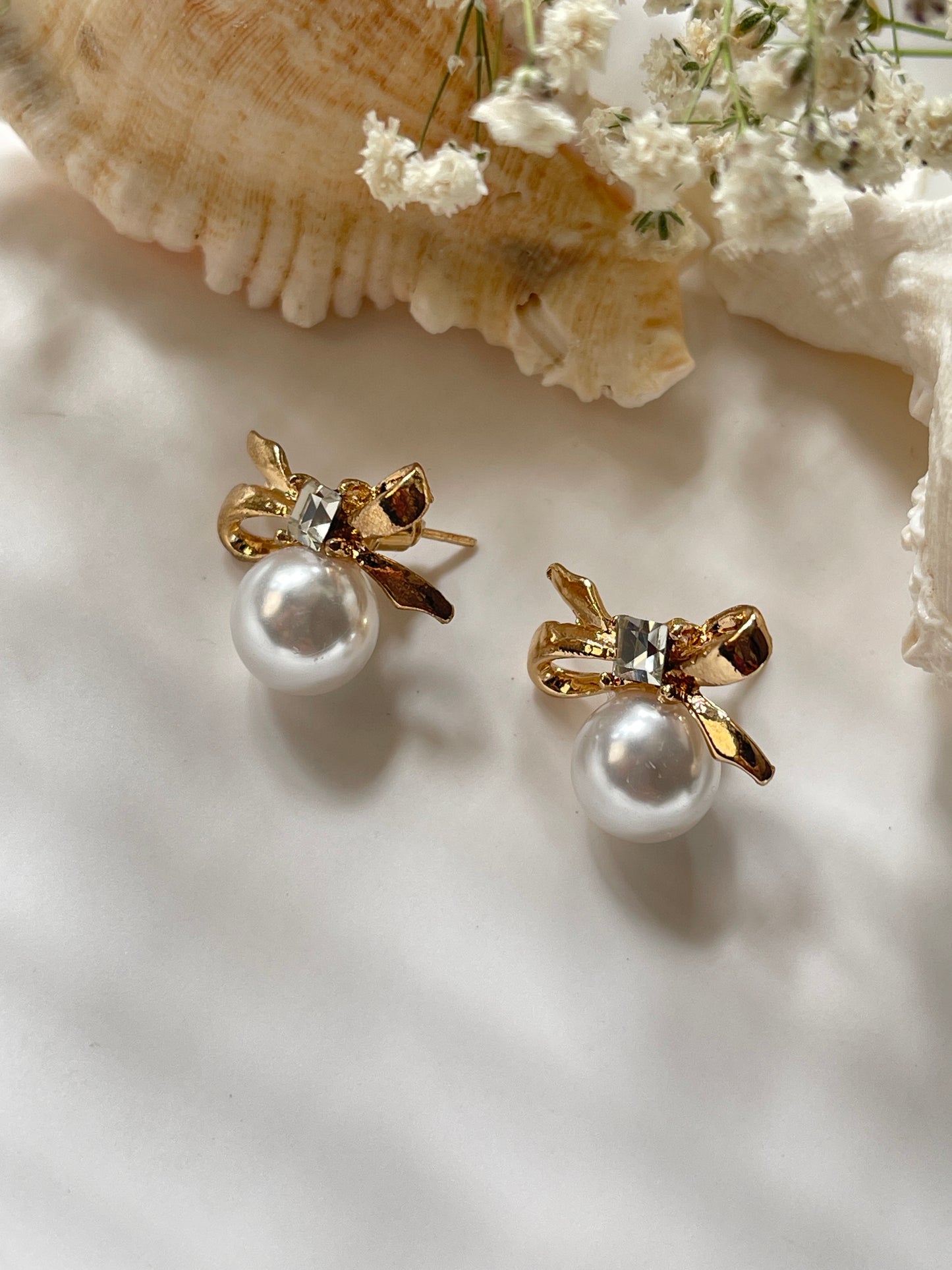 Pearl Bow Earrings