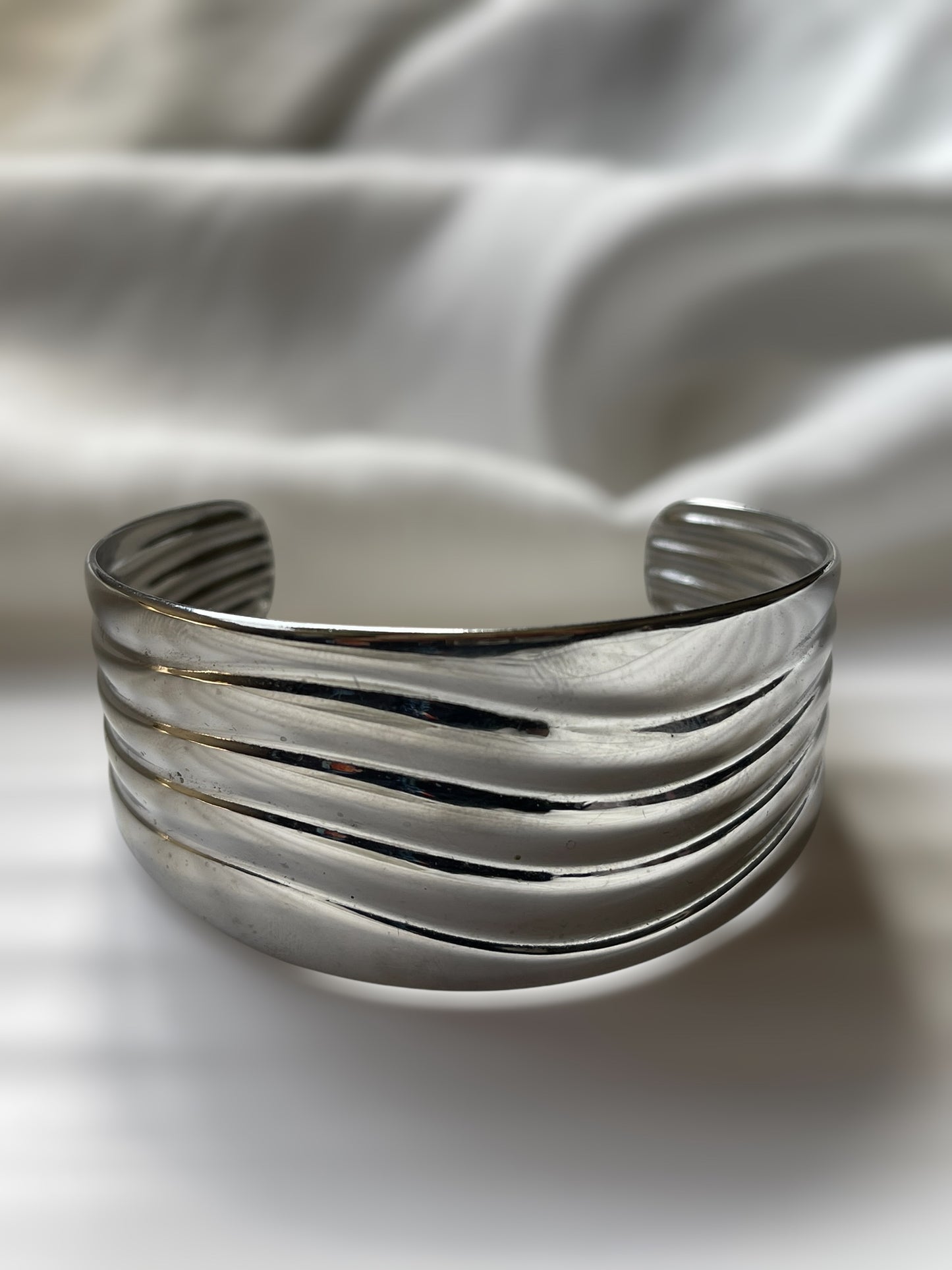 Silver Drama Band Cuff Bracelet
