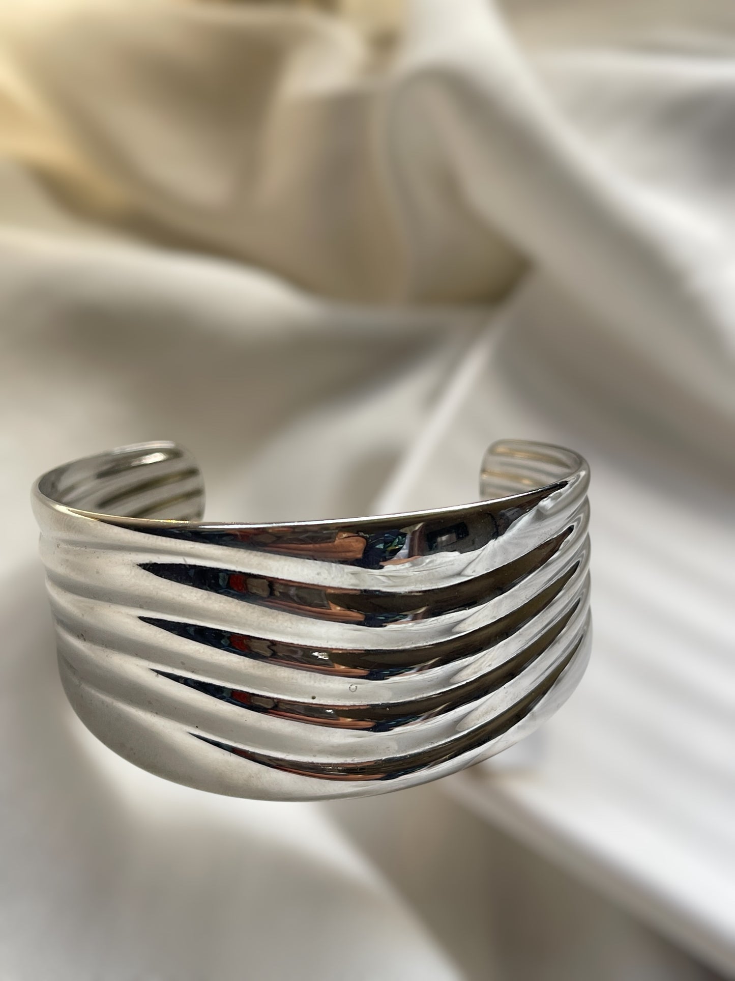 Silver Drama Band Cuff Bracelet