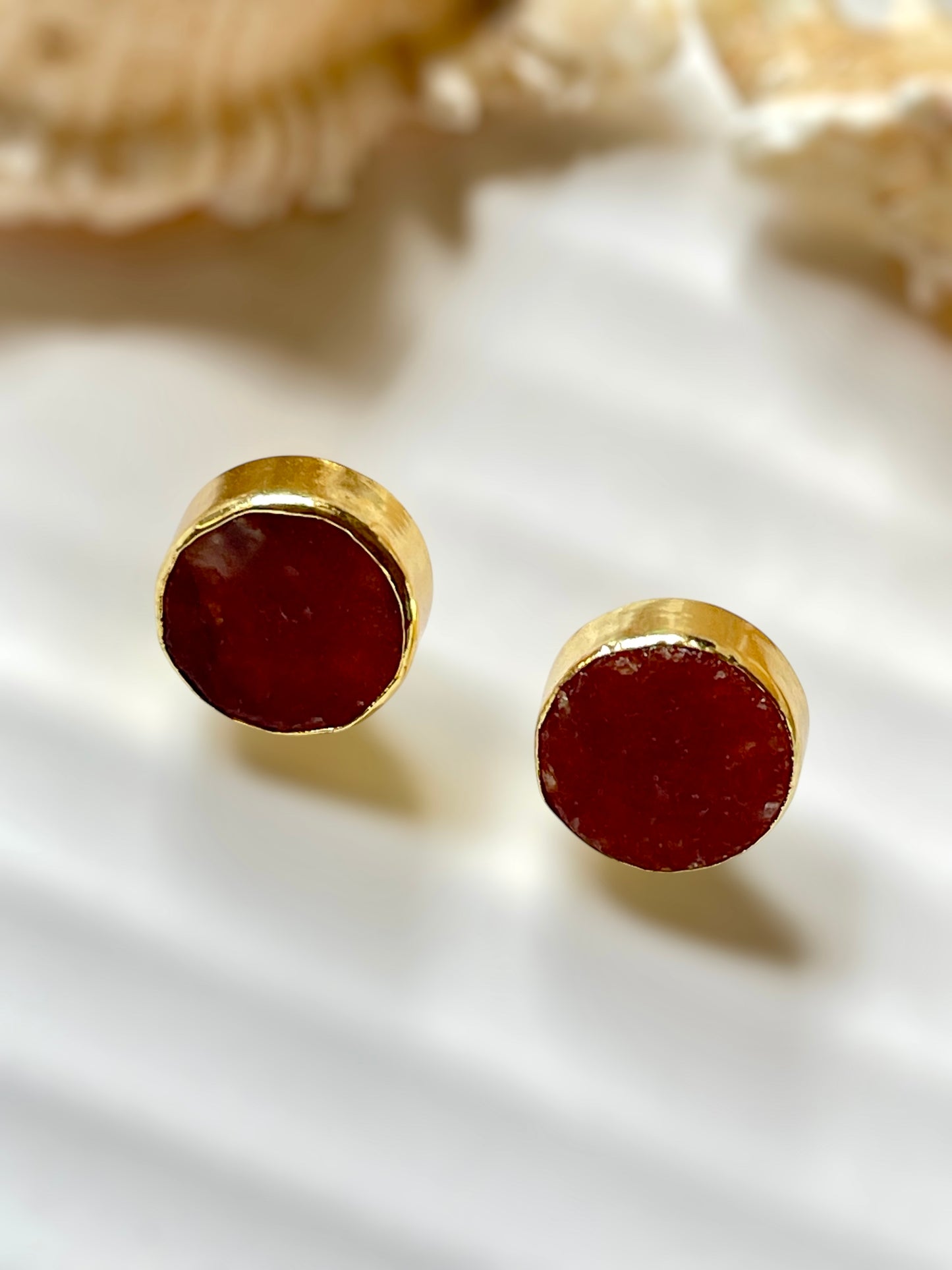 Red Aagate Raw Stone Earrings