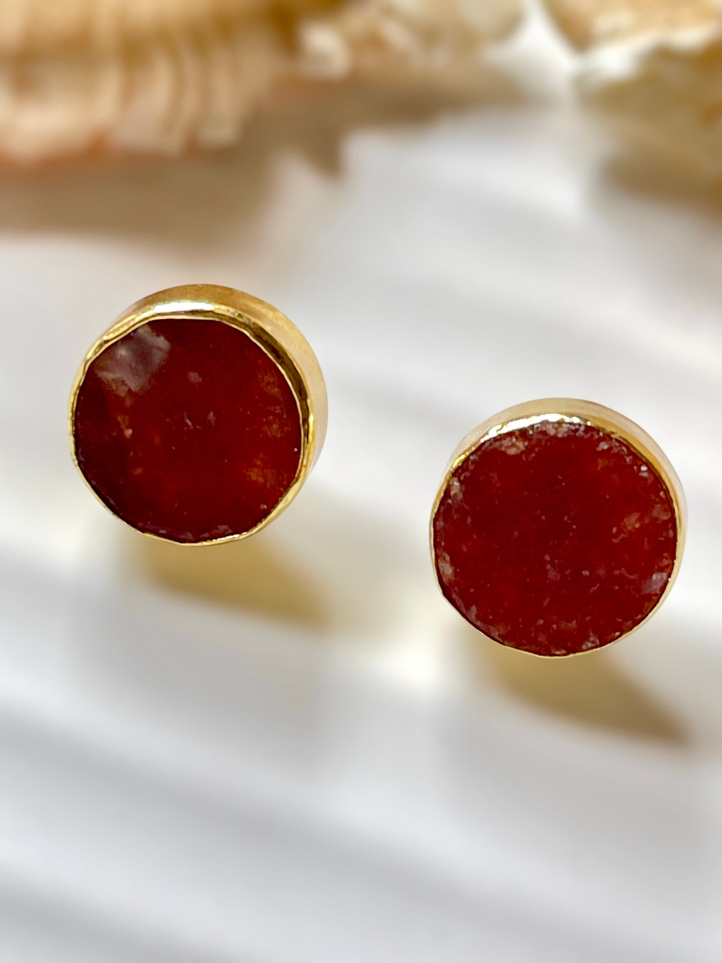 Red Aagate Raw Stone Earrings