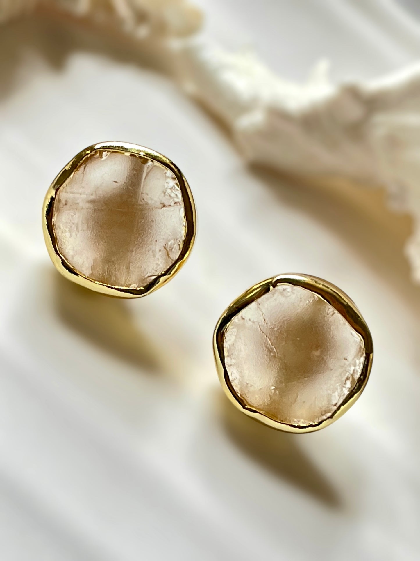 Lemon Quartz Raw Stone Earrings