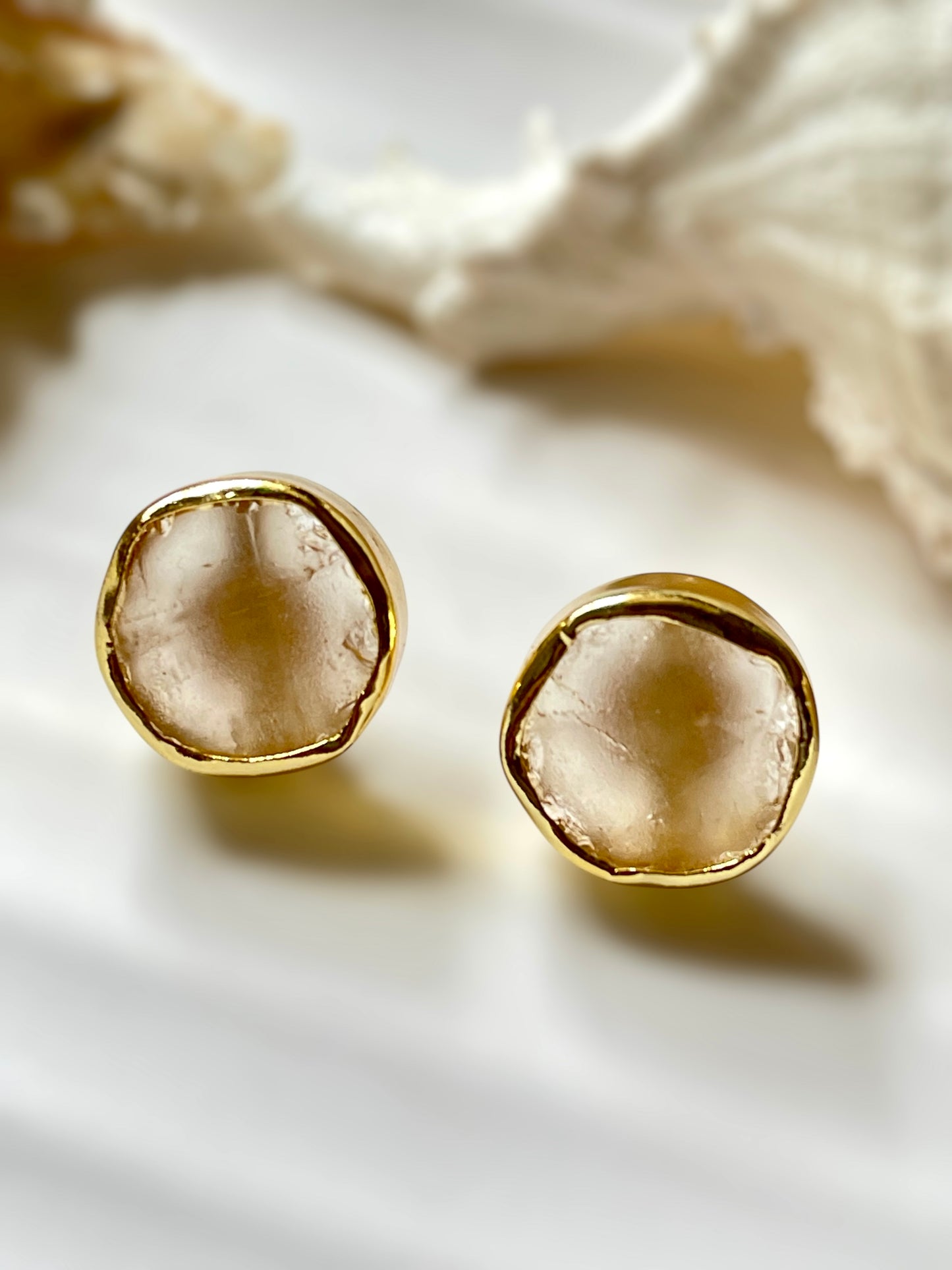 Lemon Quartz Raw Stone Earrings