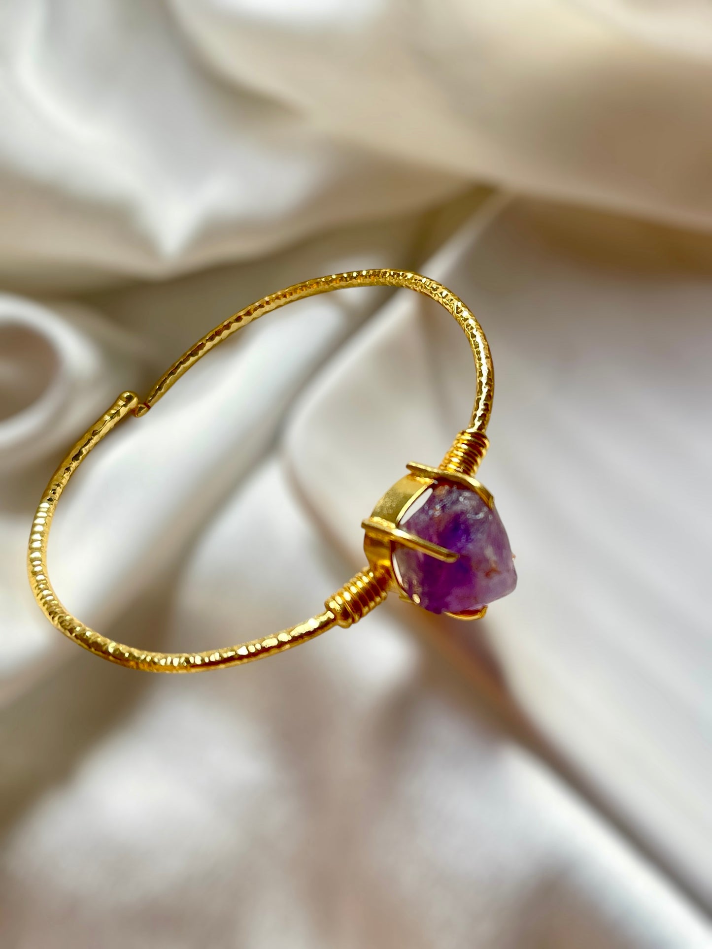 Amethyst Raw Stone Cuff Bracelet