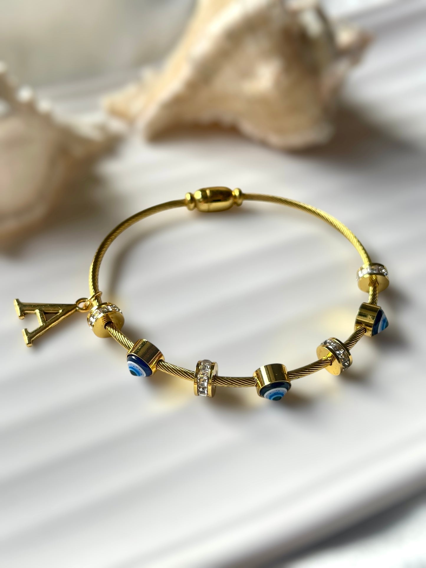 Personalised Evil Eye Cuff Bracelet