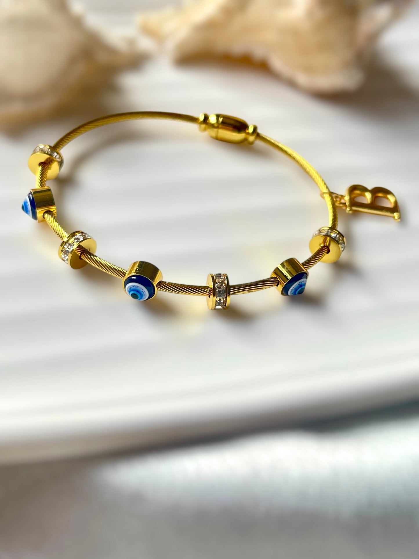 Personalised Evil Eye Cuff Bracelet