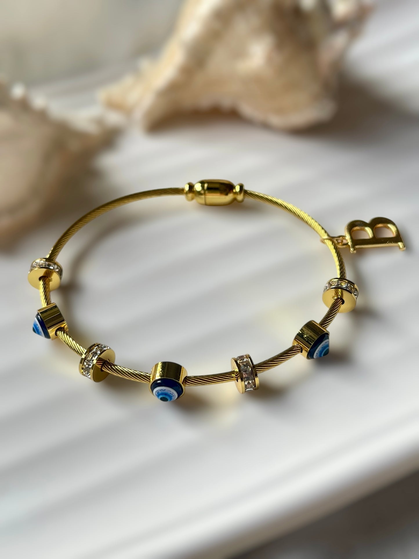 Personalised Evil Eye Cuff Bracelet