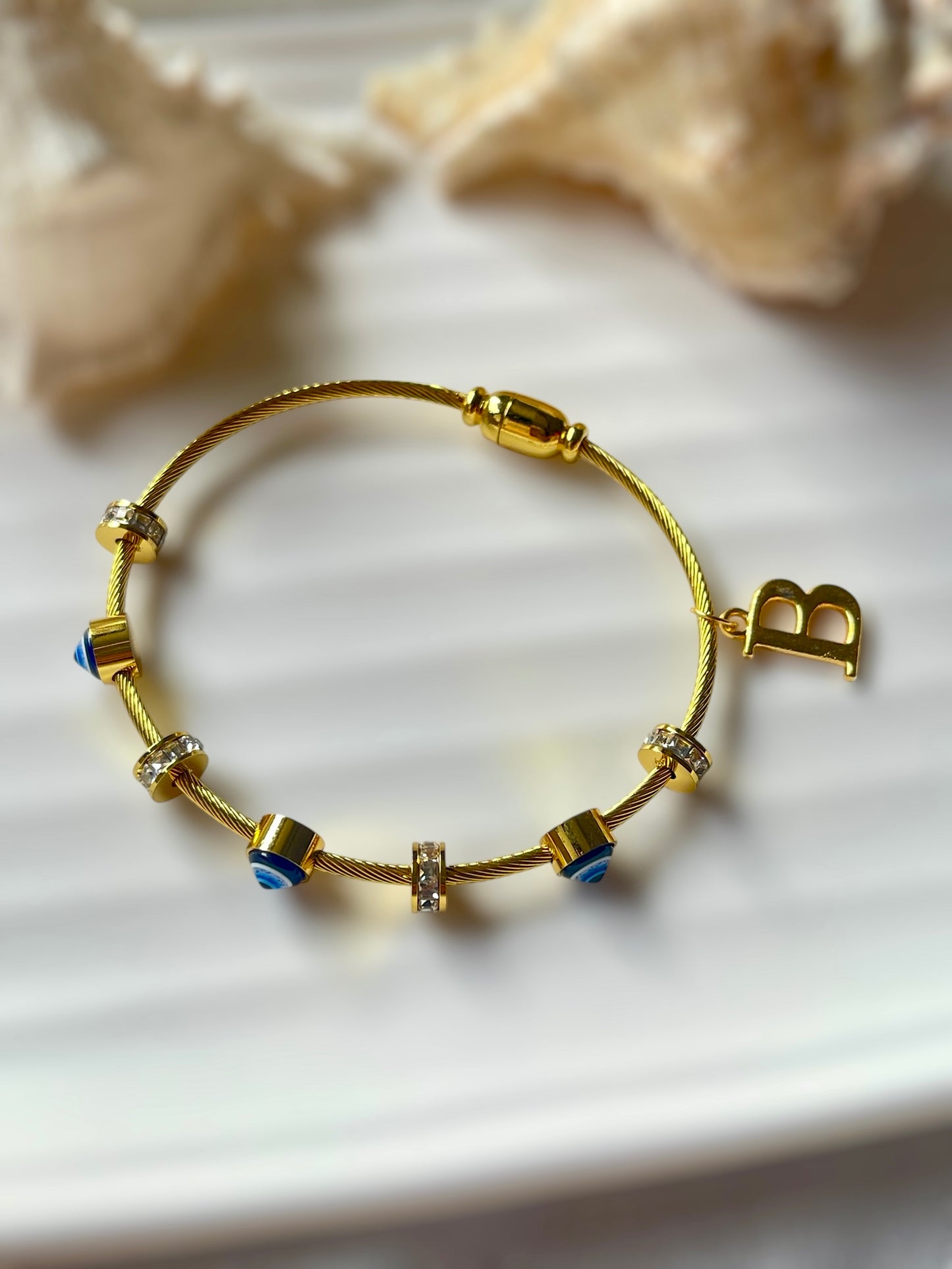 Personalised Evil Eye Cuff Bracelet