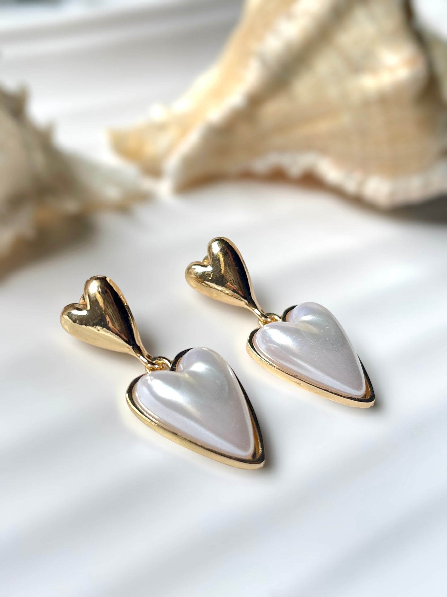 Pearl Heart Earrings