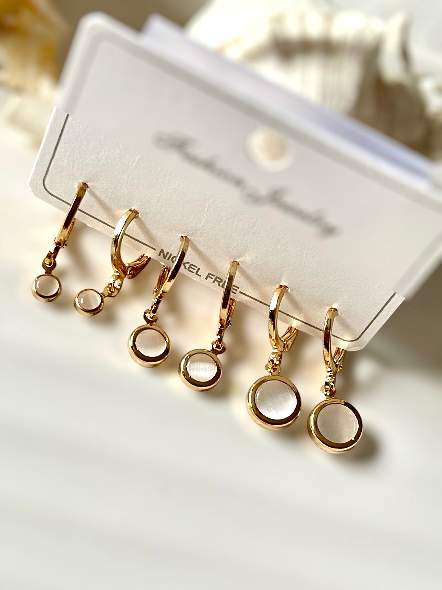 Mother of Pearl pair of 3 earrings