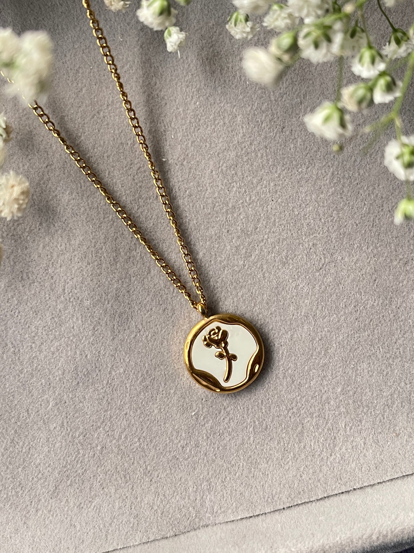 White Rose Necklace