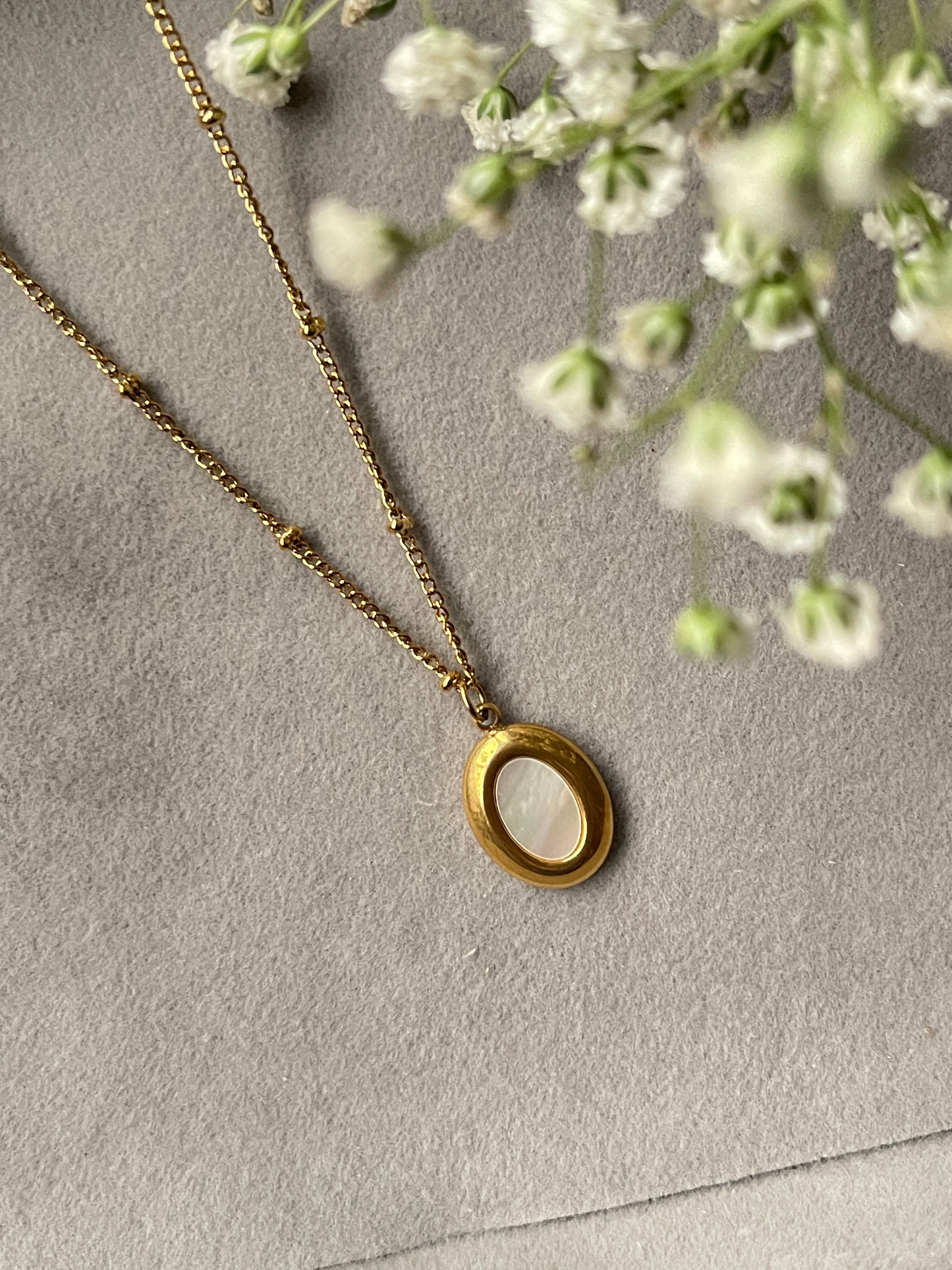 Gold Filled Mother of Pearl Necklace