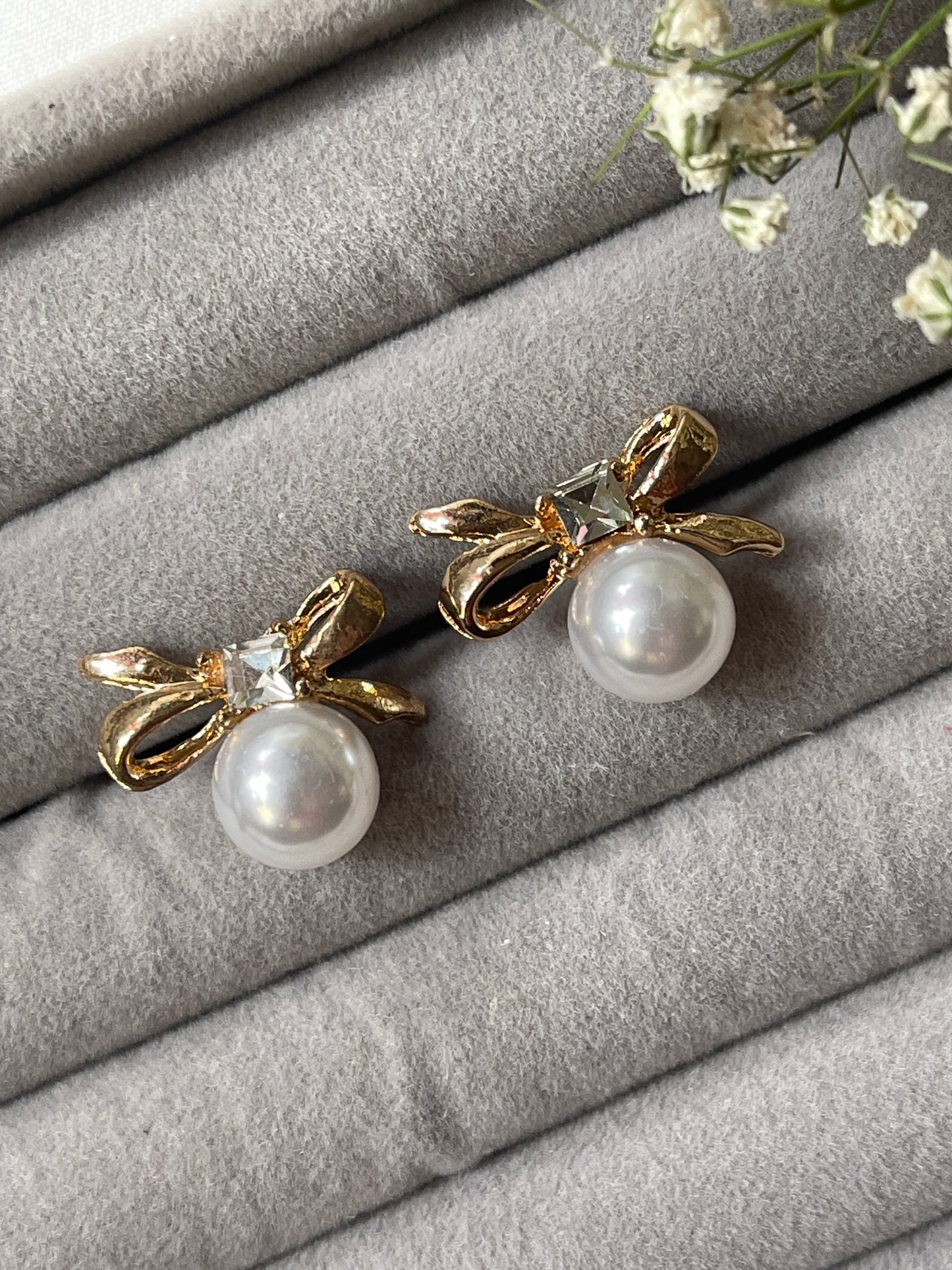 Pearl Bow Earrings