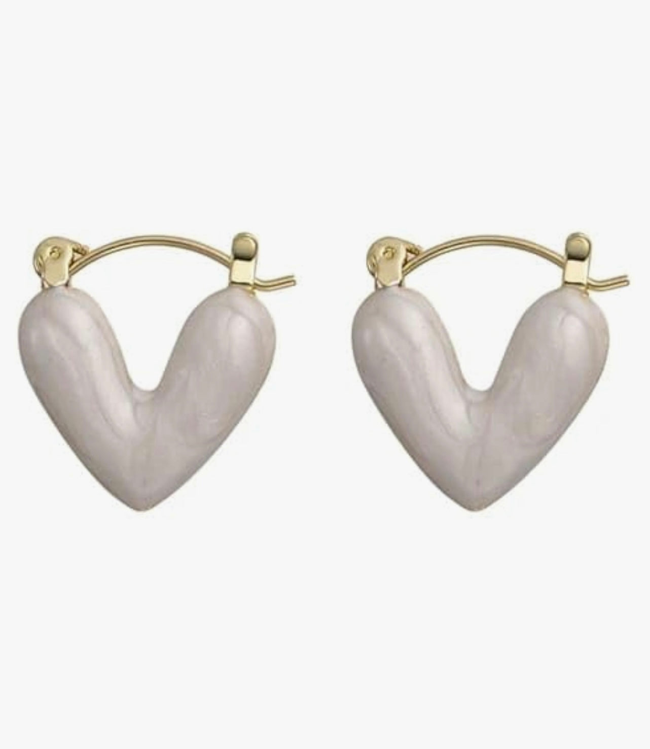 White Heart Earrings