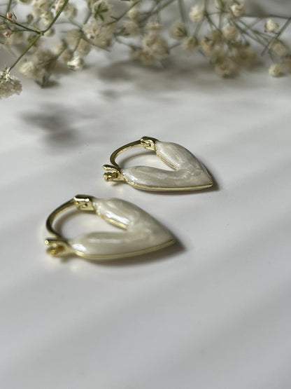 White Heart Earrings
