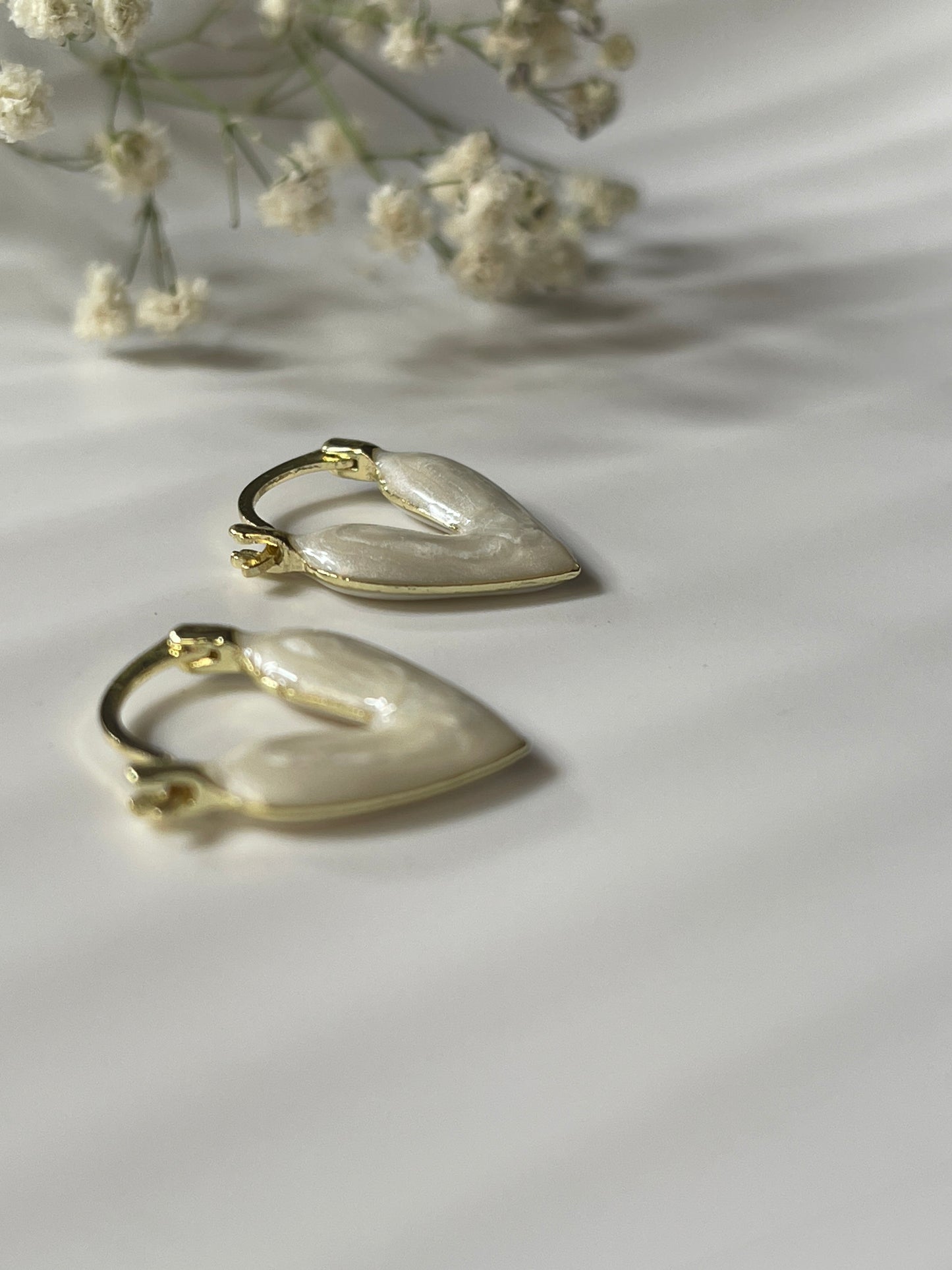 White Heart Earrings