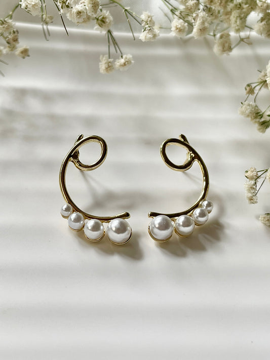 Gold Halo Pearl Earrings