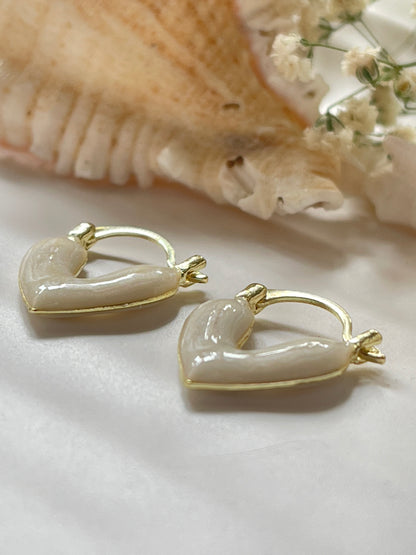 White Heart Earrings