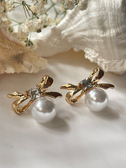 Pearl Bow Earrings
