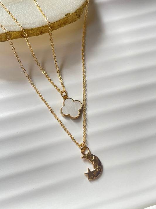Clover & Moon Combo Necklace