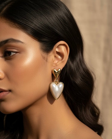 Pearl Heart Earrings