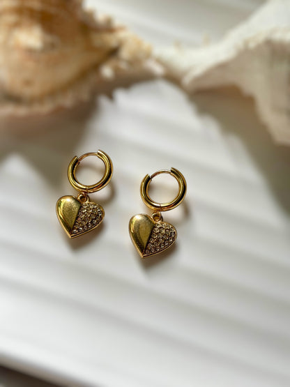 Sweetheart pave earrings