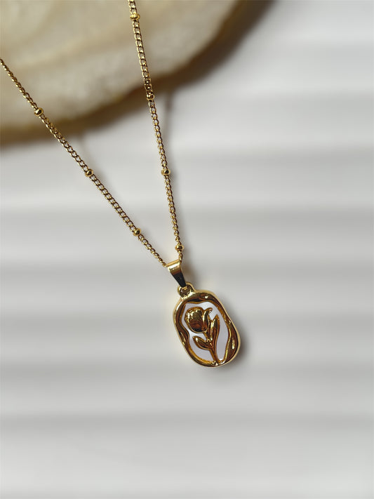 Golden Dew Drop Bloom Necklace