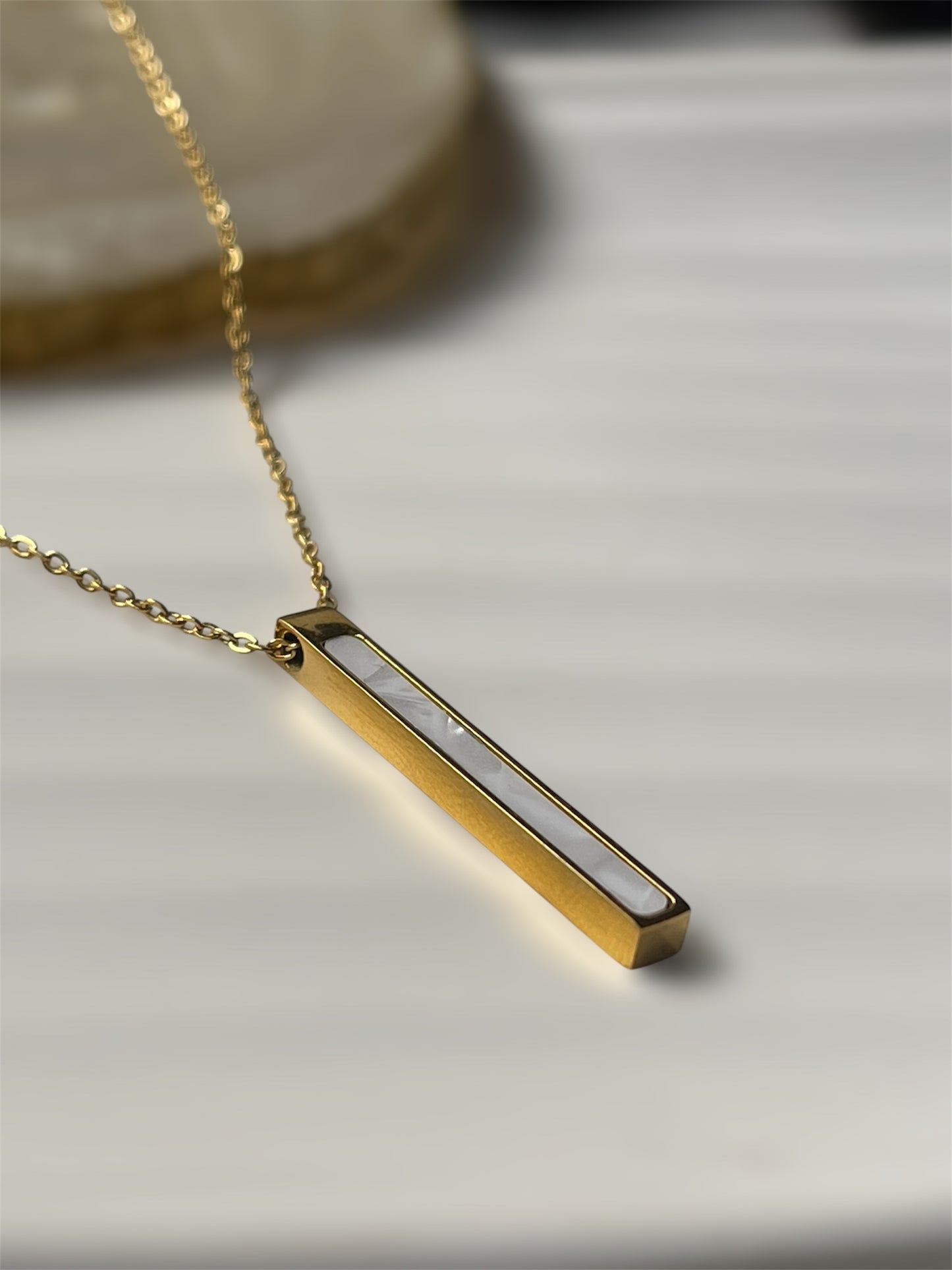 White Bar Necklace