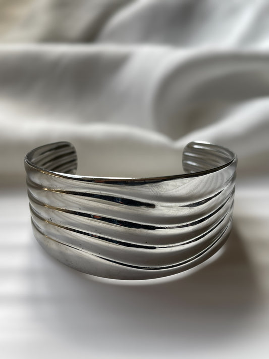 Silver Drama Band Cuff Bracelet