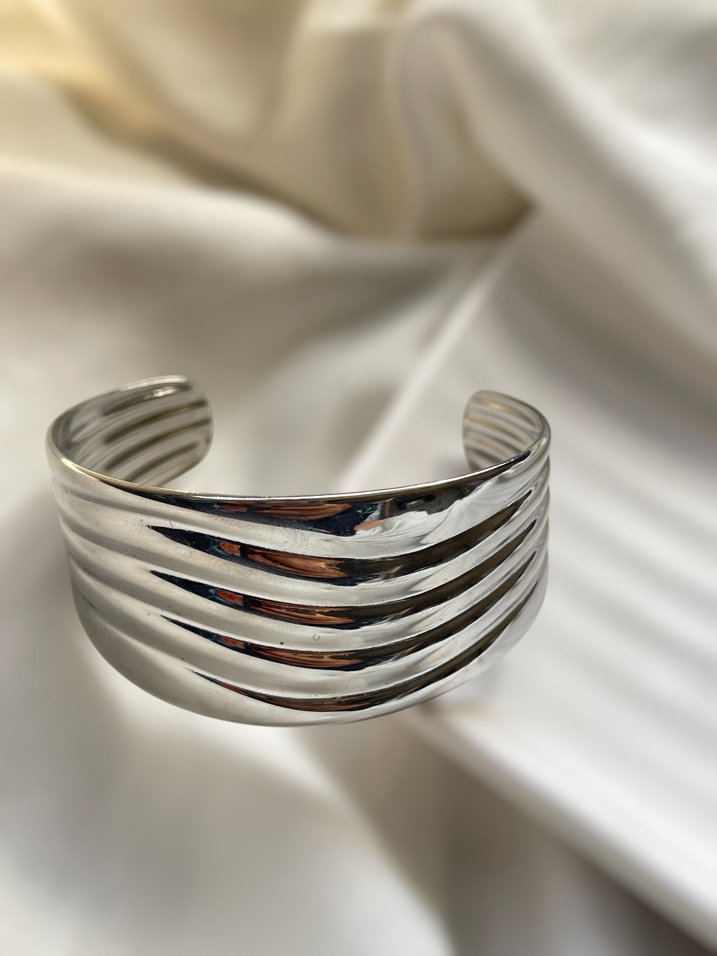 Silver Drama Band Cuff Bracelet