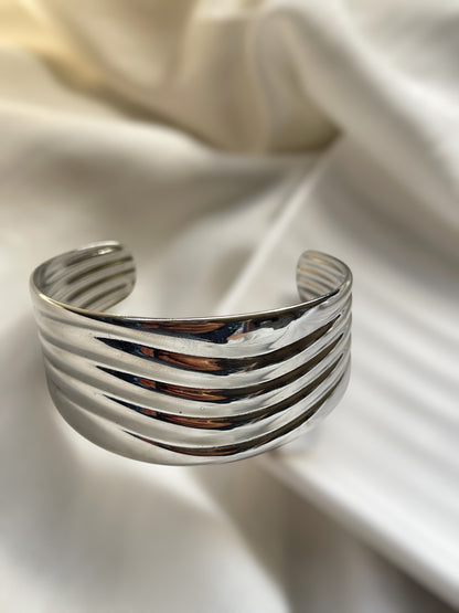 Silver Drama Band Cuff Bracelet
