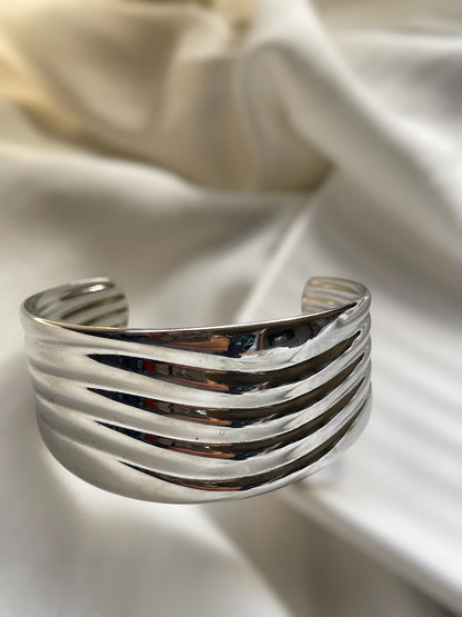 Silver Drama Band Cuff Bracelet