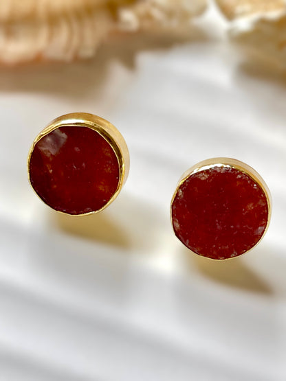 Red Aagate Raw Stone Earrings