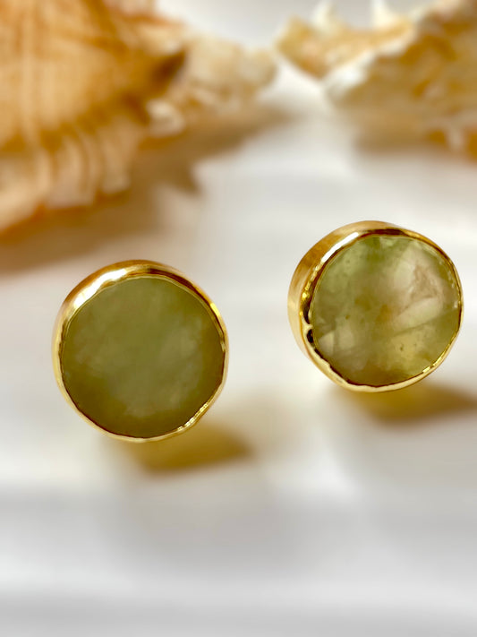 Green Amethyst Raw Stone Earrings