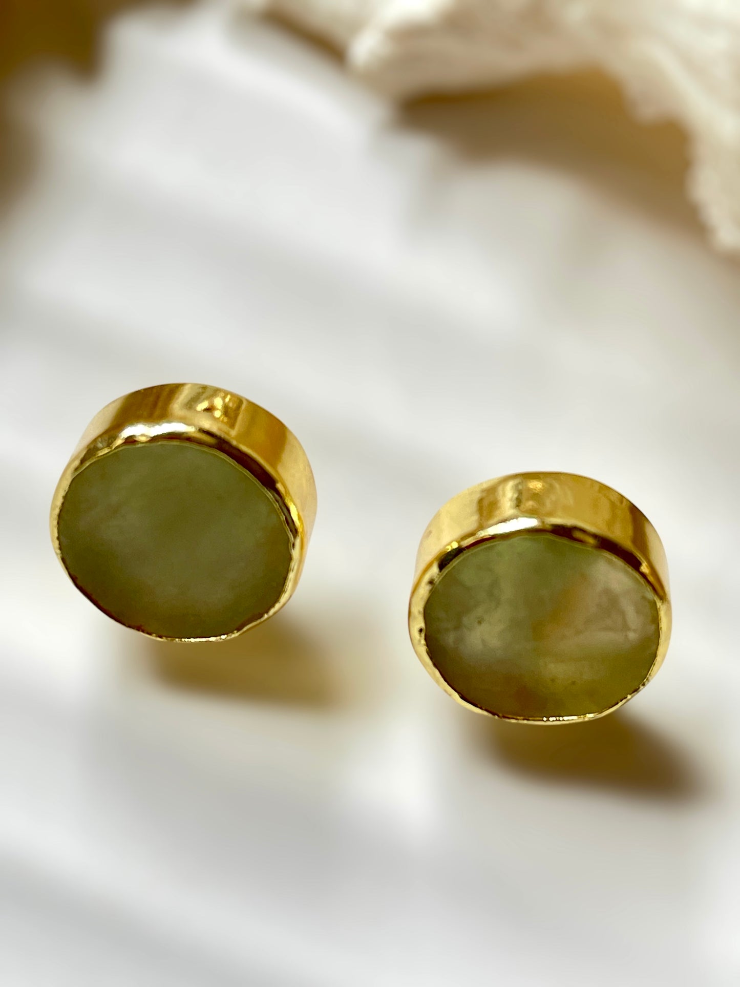 Green Amethyst Raw Stone Earrings