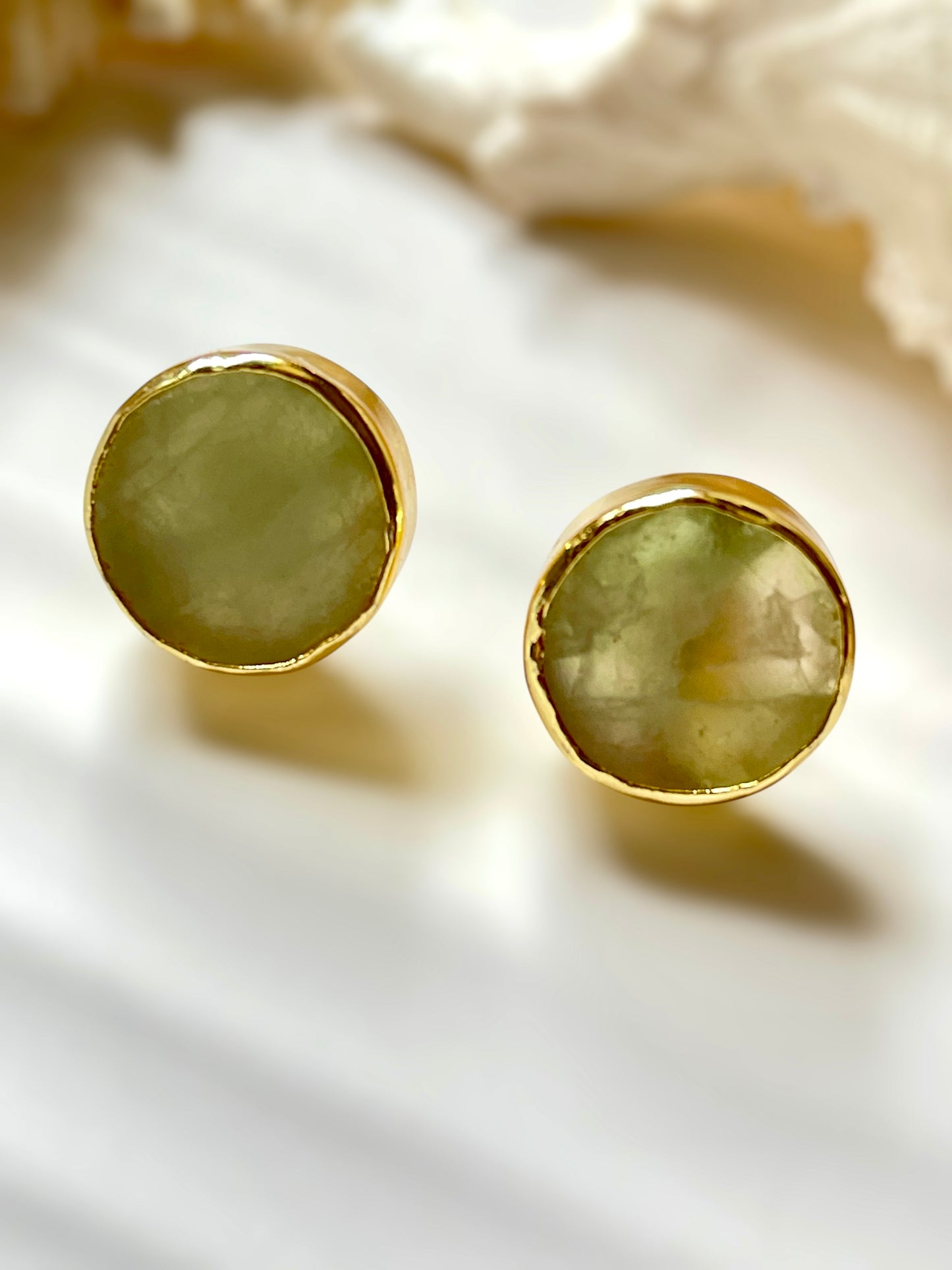 Green Amethyst Raw Stone Earrings