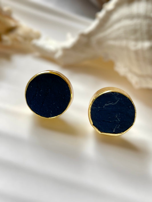 Black Tourmaline Raw Stone Earrings