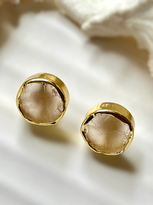 Lemon Quartz Raw Stone Earrings