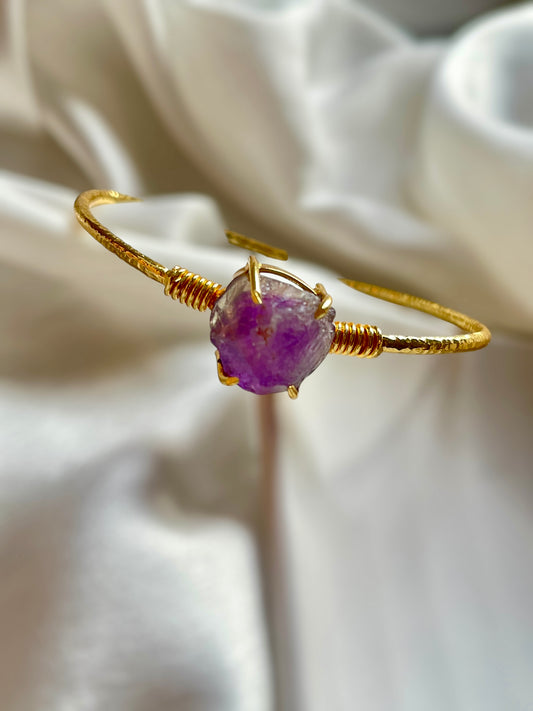 Amethyst Raw Stone Cuff Bracelet