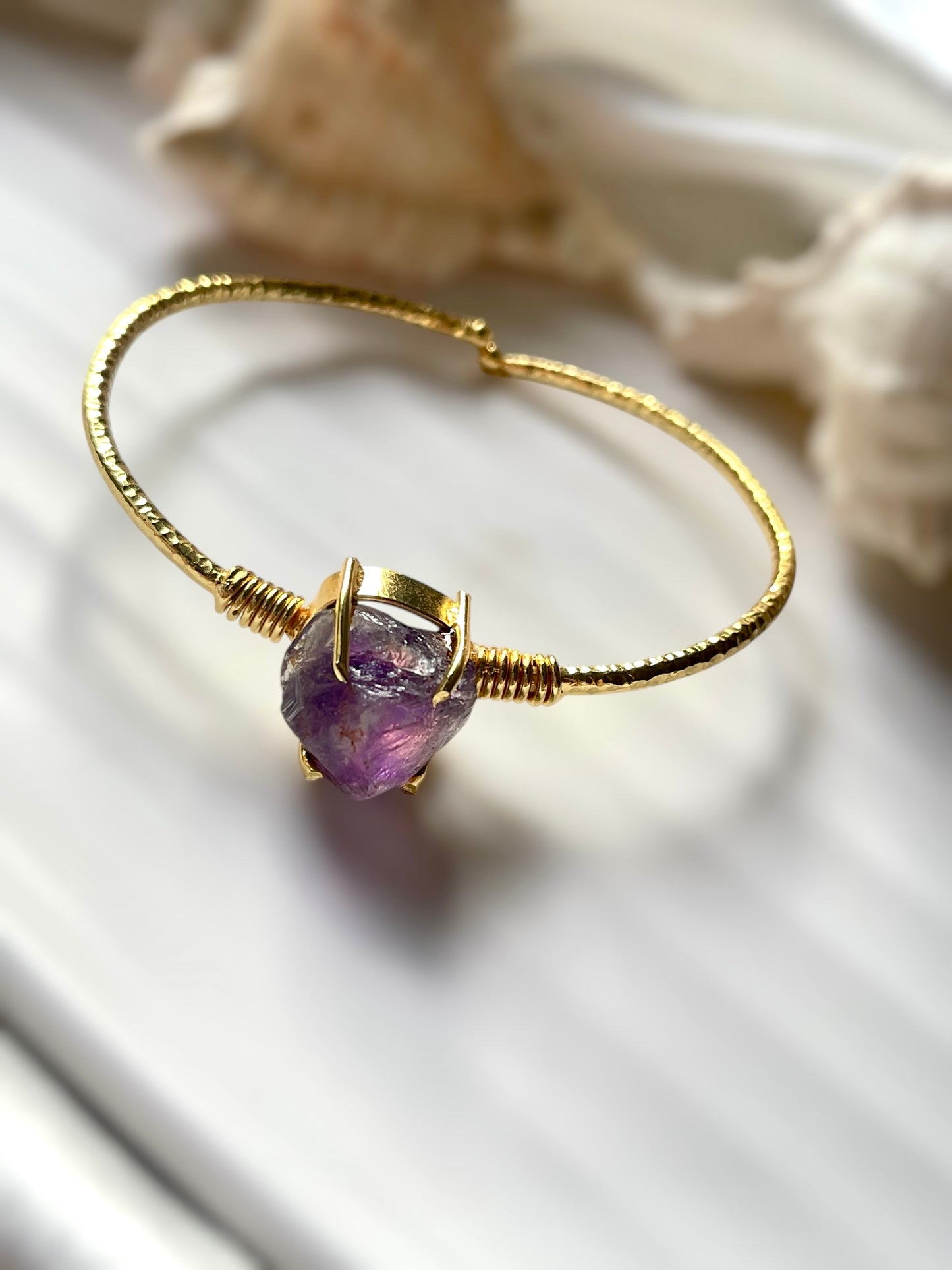 Amethyst Raw Stone Cuff Bracelet