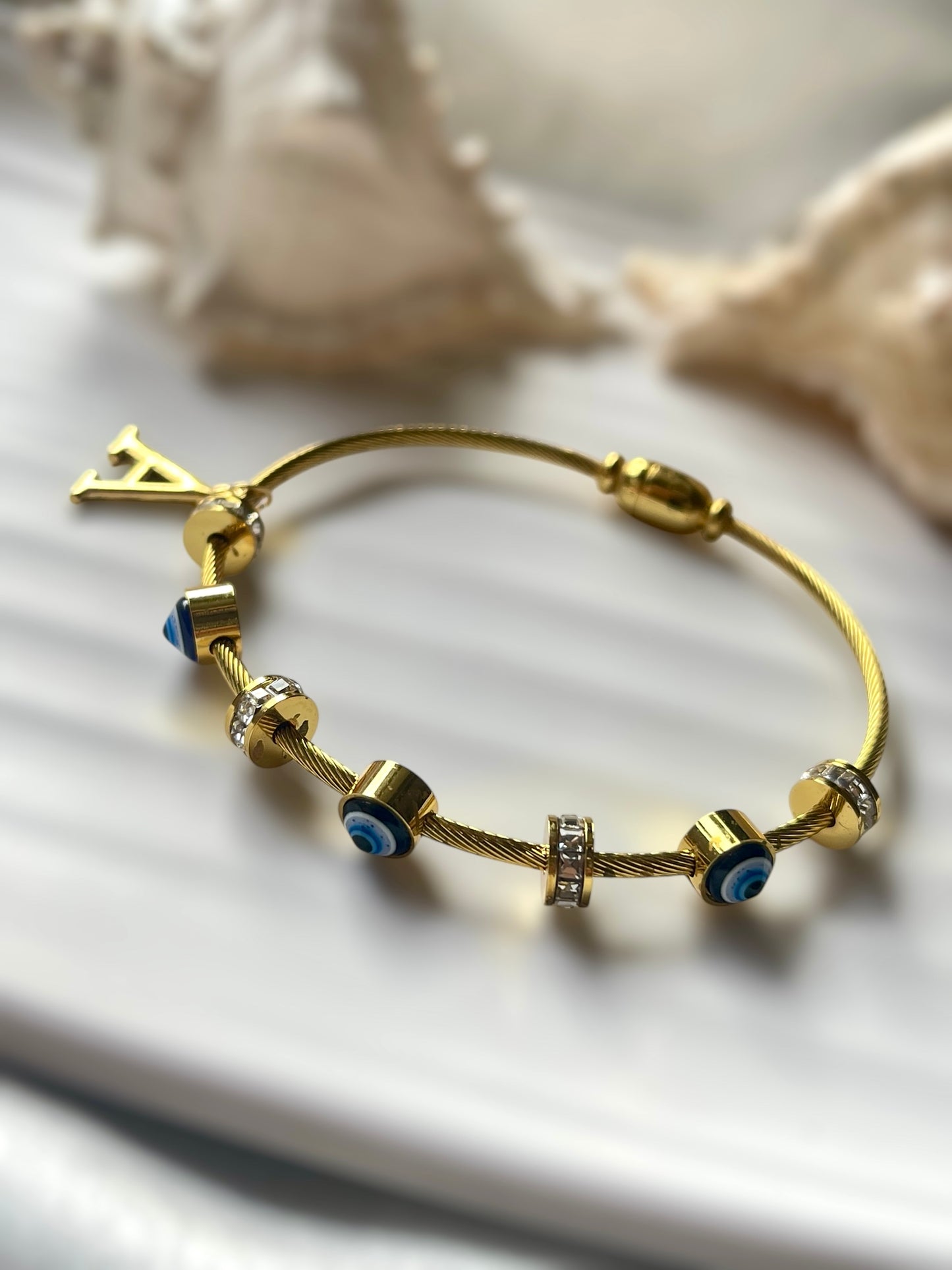 Personalised Evil Eye Cuff Bracelet
