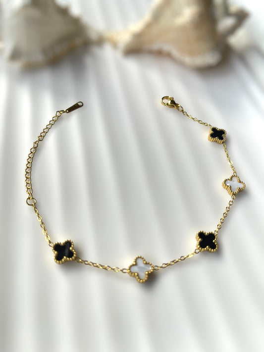 Black & White Clover Bracelet