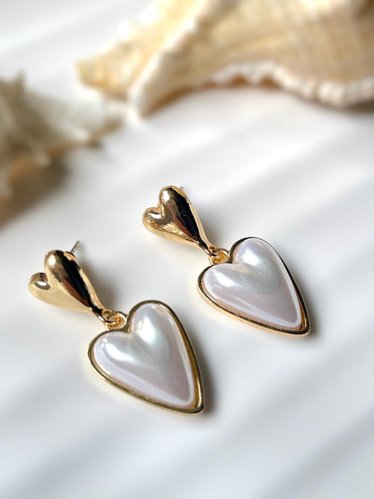 Pearl Heart Earrings