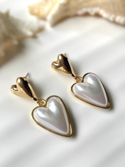 Pearl Heart Earrings
