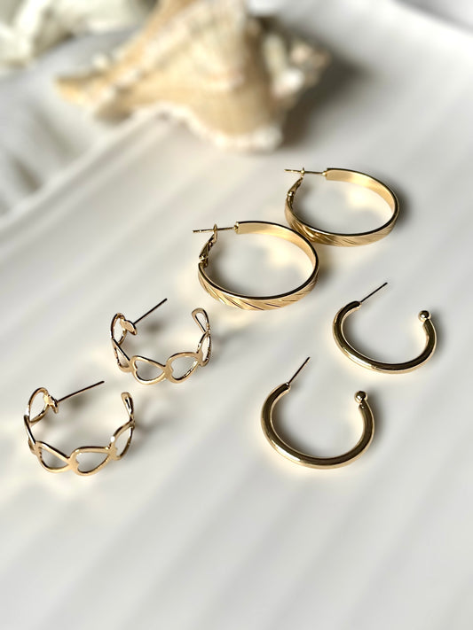 Plumes Pair of 3 earrings