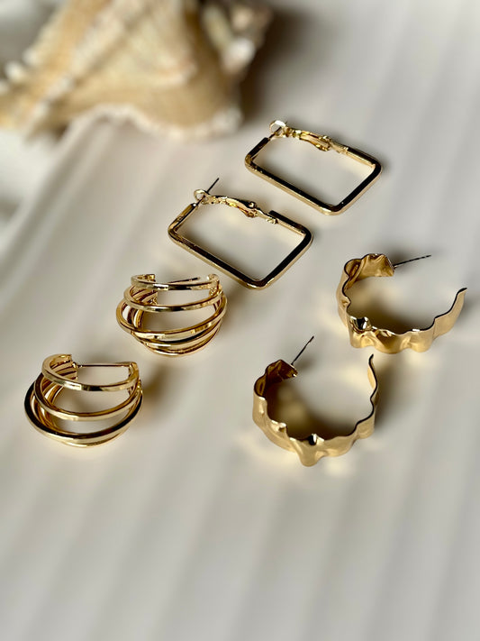 Starlit pair of 3 earrings