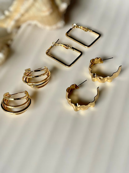 Starlit pair of 3 earrings