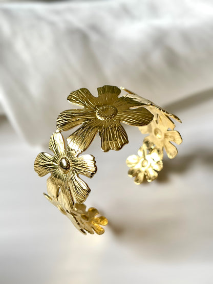 18k Floral Cuff Bracelet