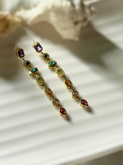 Rainbow cascade earrings